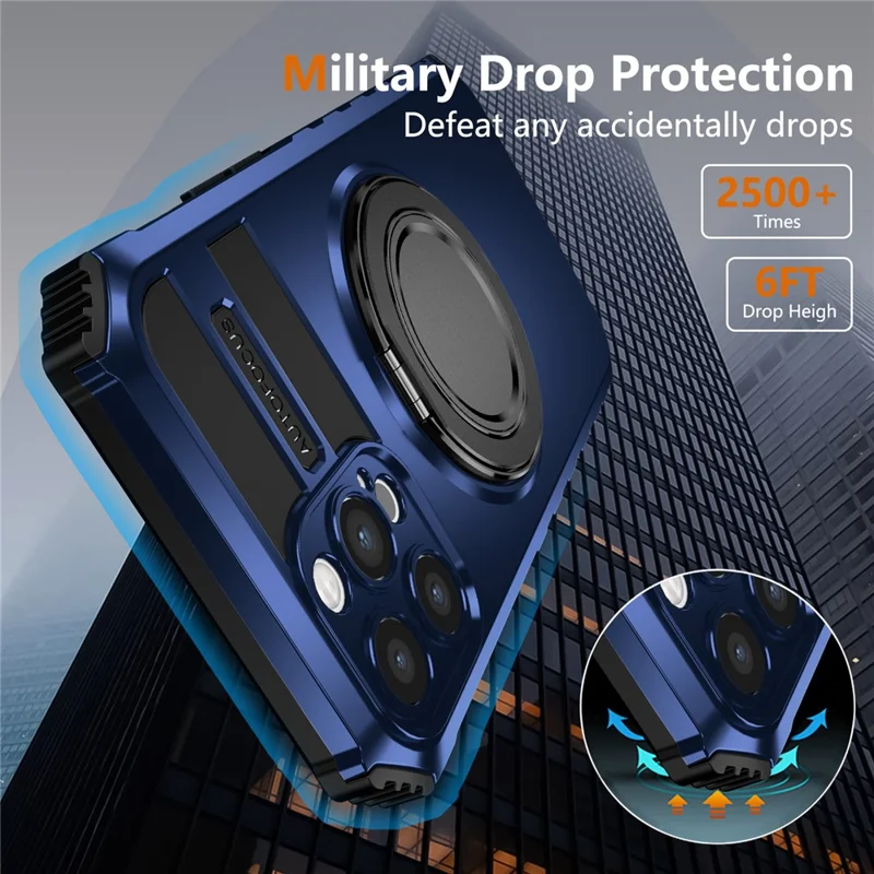 For iPhone 12 Pro Max Magnetic Case Rotary Kickstand Anti-Drop TPU + PC Phone Cover - Sapphire