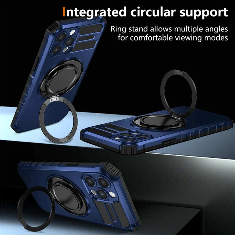 For iPhone 12 Pro Max Magnetic Case Rotary Kickstand Anti-Drop TPU + PC Phone Cover - Sapphire