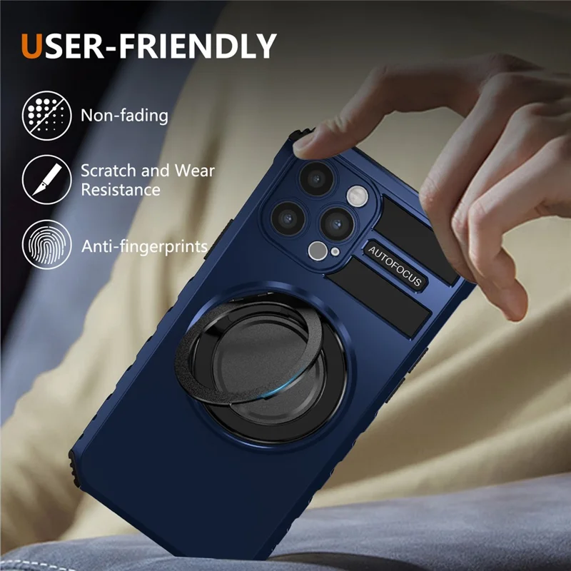For iPhone 12 Pro Max Magnetic Case Rotary Kickstand Anti-Drop TPU + PC Phone Cover - Sapphire