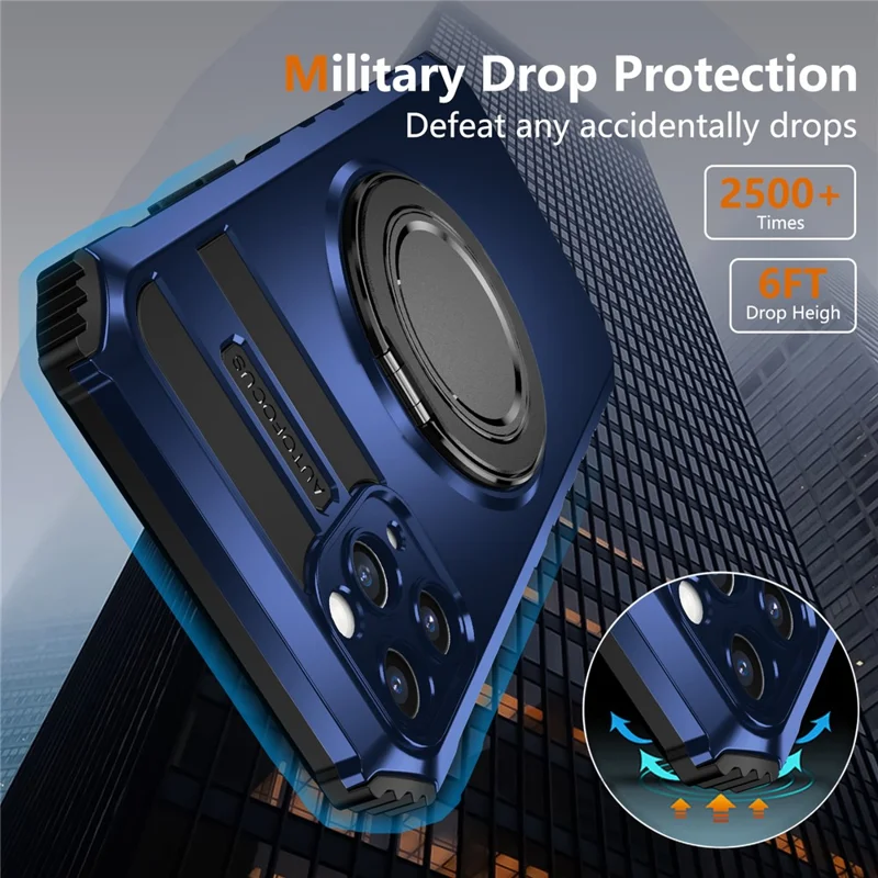 For iPhone 11 Pro Max Magnetic Case Rotary Kickstand Anti-Drop TPU + PC Phone Cover - Sapphire