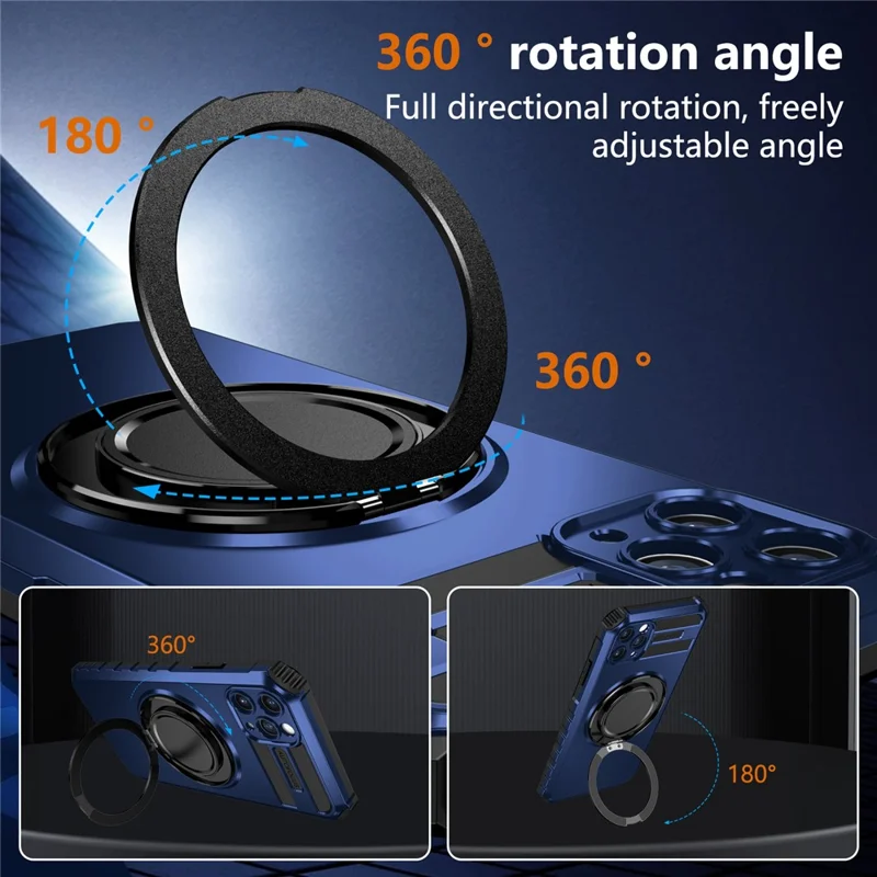 For iPhone 11 Pro Max Magnetic Case Rotary Kickstand Anti-Drop TPU + PC Phone Cover - Sapphire