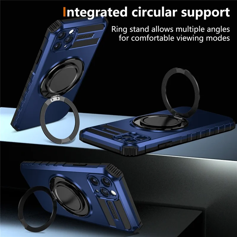 For iPhone 11 Pro Max Magnetic Case Rotary Kickstand Anti-Drop TPU + PC Phone Cover - Sapphire