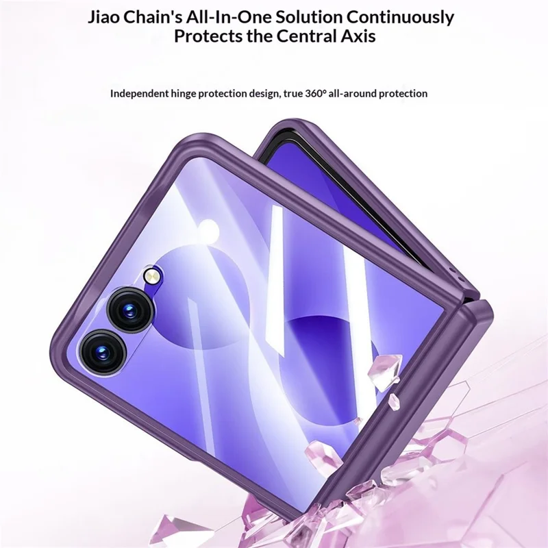 For Samsung Galaxy Z Flip8 Case with HD Screen Protector Ring Kickstand Hinge Protection Matte PC Phone Cover - Blue