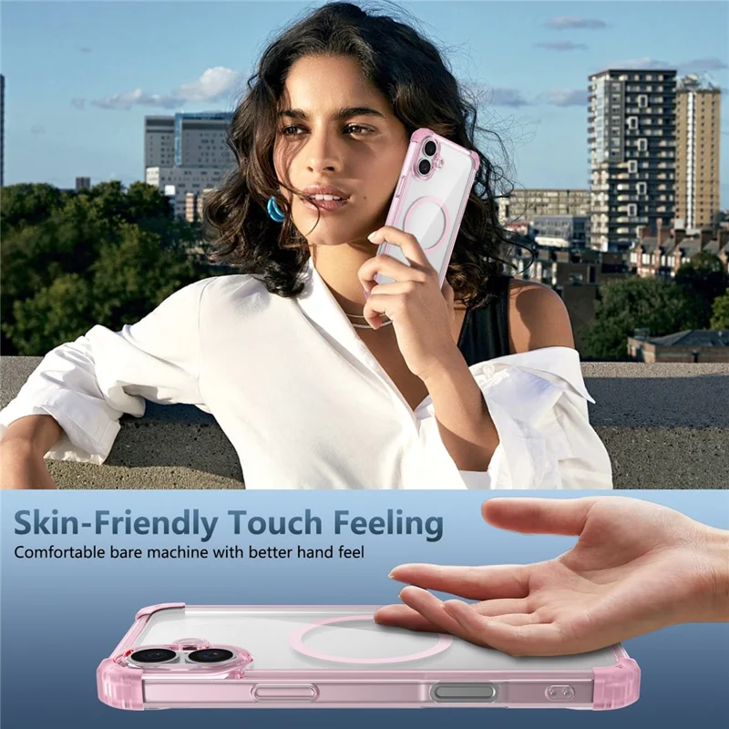 For iPhone 16 Case Compatible with Magsafe TPU + PC Clear Phone Cover - Transparent Pink