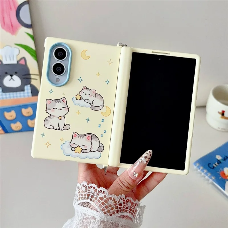For Samsung Galaxy Z Fold8 Magnetic Case Full Coverage Hinge Protection IMD Pattern Folding Phone Cover - Yellow