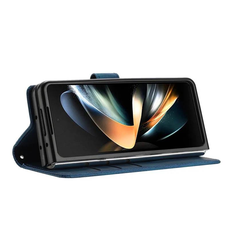 Futera do Samsung Galaxy Z Fold8 Ultra z nadrukiem trójkątów, etui skórzane - niebieski