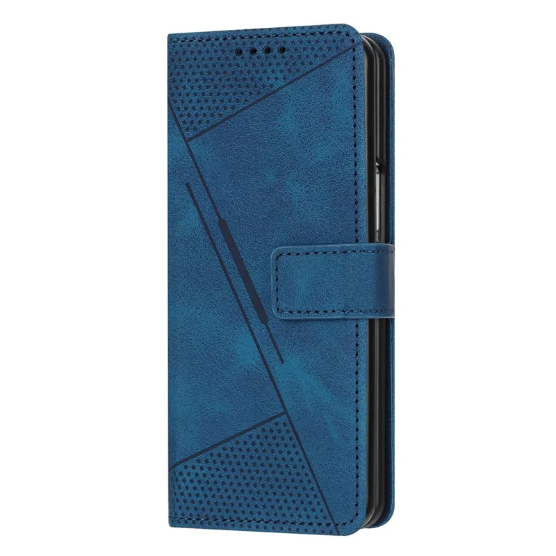 Futera do Samsung Galaxy Z Fold8 Ultra z nadrukiem trójkątów, etui skórzane - niebieski