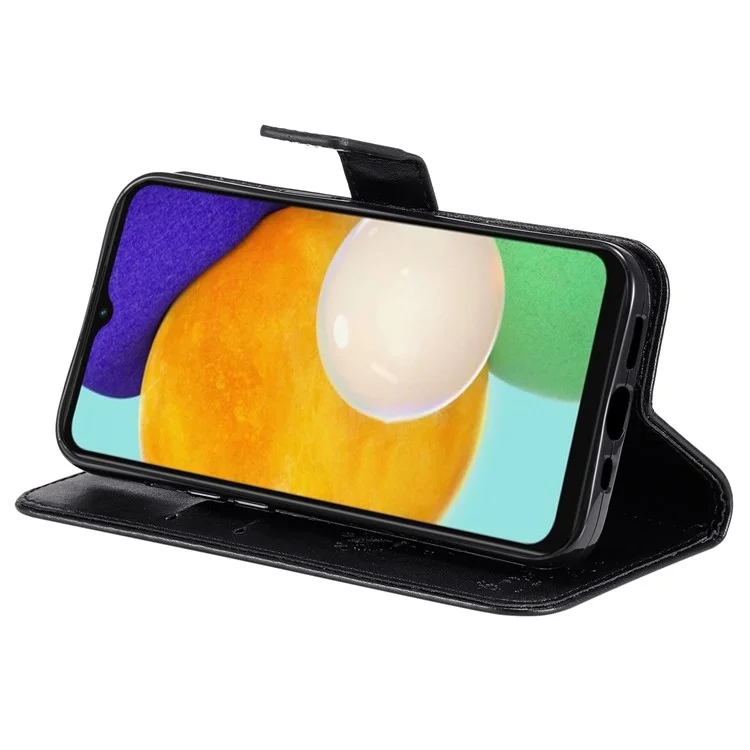 KT Impresión de Flores Series-3 Para Samsung Galaxy A34 5G PU Magnetic Pellez Flip Telep Cortada Imprimida Patrón de Gato Patrón de Soporte Cubierta Con Correa - Negro