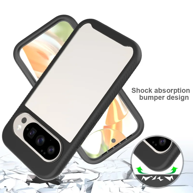 For Google Pixel 11 / 11 Pro Clear Case PC + TPU Phone Back Cover with PET Screen Film - Black