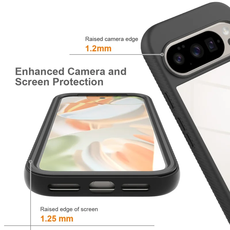 For Google Pixel 11 / 11 Pro Clear Case PC + TPU Phone Back Cover with PET Screen Film - Black