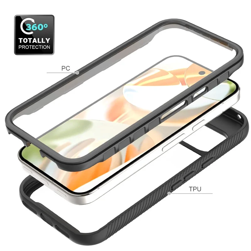 For Google Pixel 11 / 11 Pro Clear Case PC + TPU Phone Back Cover with PET Screen Film - Black