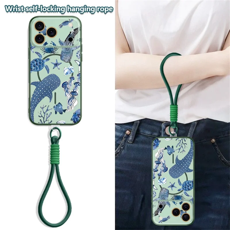 For iPhone 17 Pro Case with Wrist Strap Cosmic Pattern Lens Protection TPU Cover - B283G3