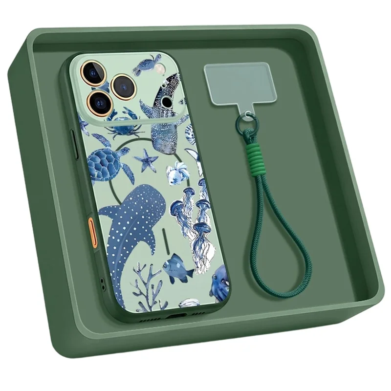 For iPhone 17 Pro Case with Wrist Strap Cosmic Pattern Lens Protection TPU Cover - B283G3
