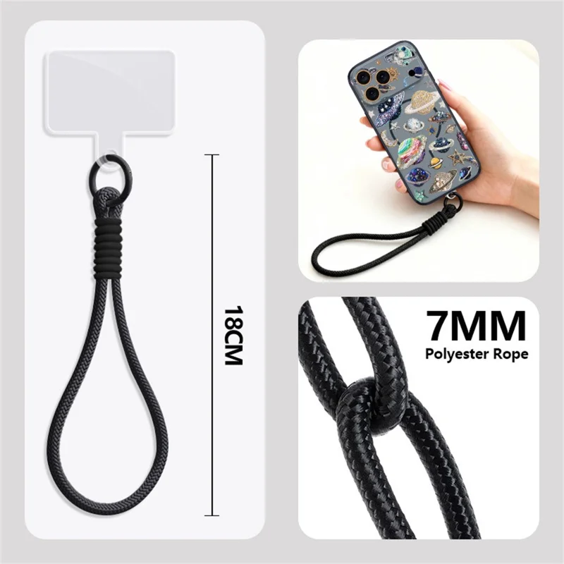 For iPhone 18 Pro Max / 17 Pro Max Case with Wrist Strap Cosmic Pattern Lens Protection TPU Cover - B280B1