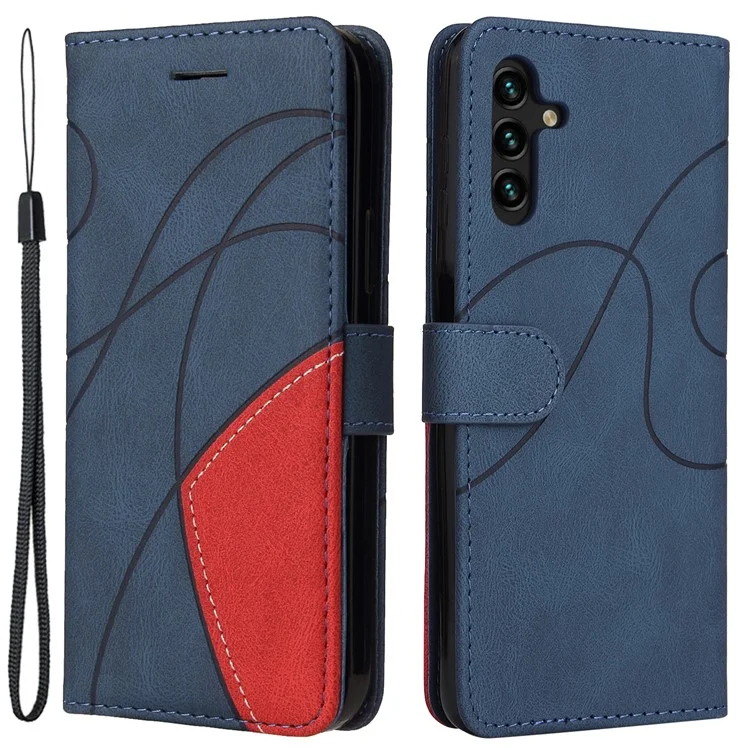 KT Leather Series-1 per Samsung Galaxy A34 5G Custodia in pelle PU Custodia portafoglio bicolore con chiusura magnetica - Blu