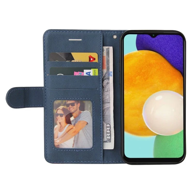 KT Leather Series-1 per Samsung Galaxy A34 5G Custodia in pelle PU Custodia portafoglio bicolore con chiusura magnetica - Blu
