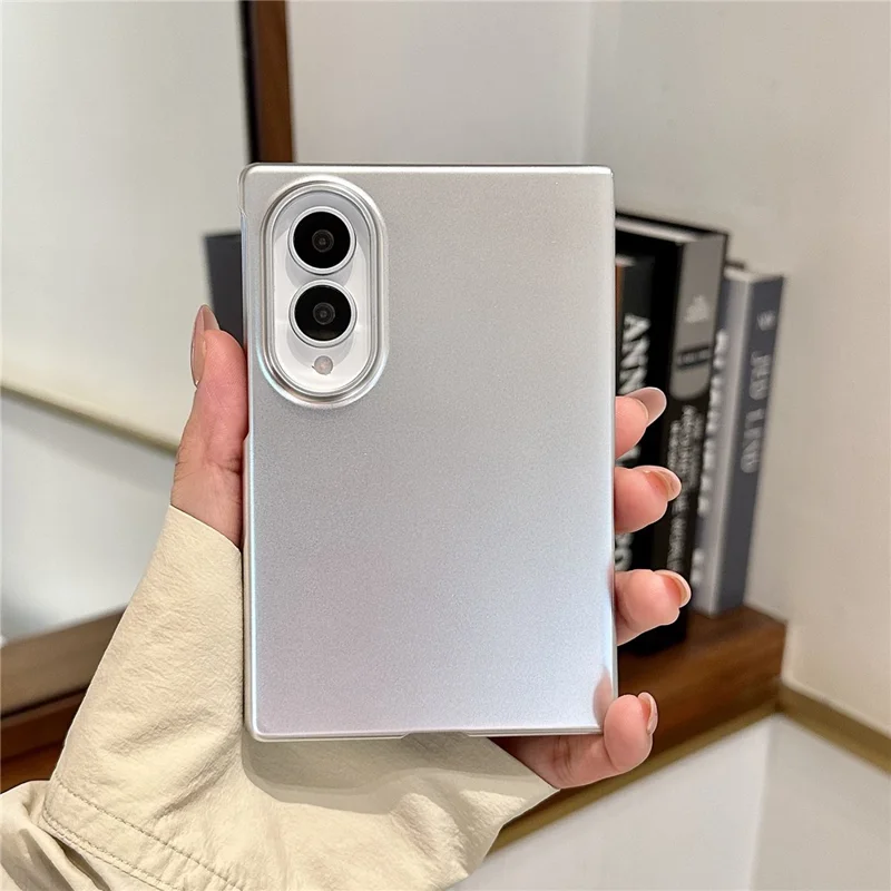 For Samsung Galaxy Z Fold8 Case Electroplated Finish PC Phone Cover with Beaded Chain Lanyard  - Silver