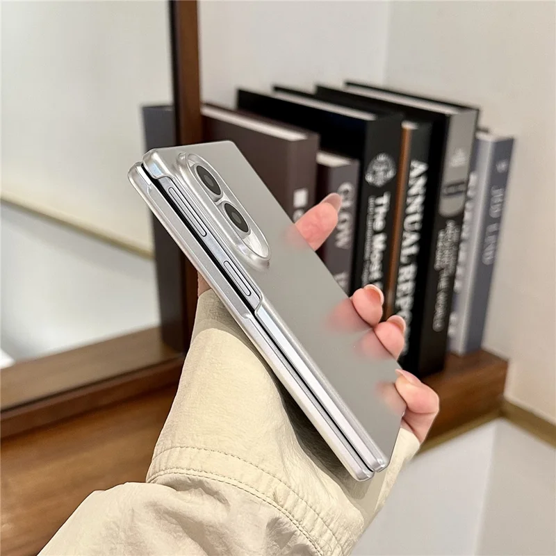 For Samsung Galaxy Z Fold8 Case Electroplated Finish PC Phone Cover with Beaded Chain Lanyard  - Silver