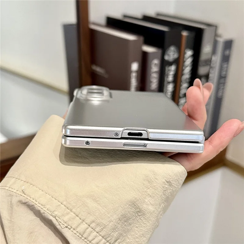For Samsung Galaxy Z Fold8 Case Electroplated Finish PC Phone Cover with Beaded Chain Lanyard  - Silver