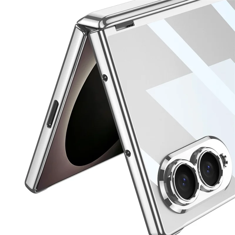 GKK for Samsung Galaxy Z Fold8 Magnetic Case Hinge Protection Clear PC Phone Cover Built-In Screen Protector - Silver