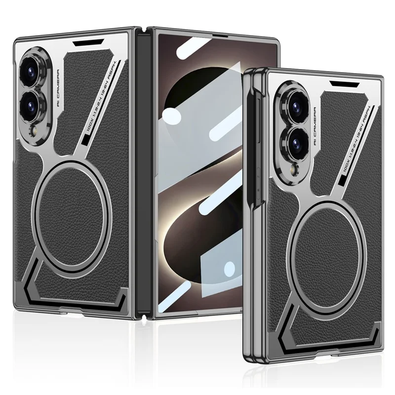 GKK for Samsung Galaxy Z Fold8 Magnetic Case PU Leather + PC Phone Cover with Front Screen Protector - Black