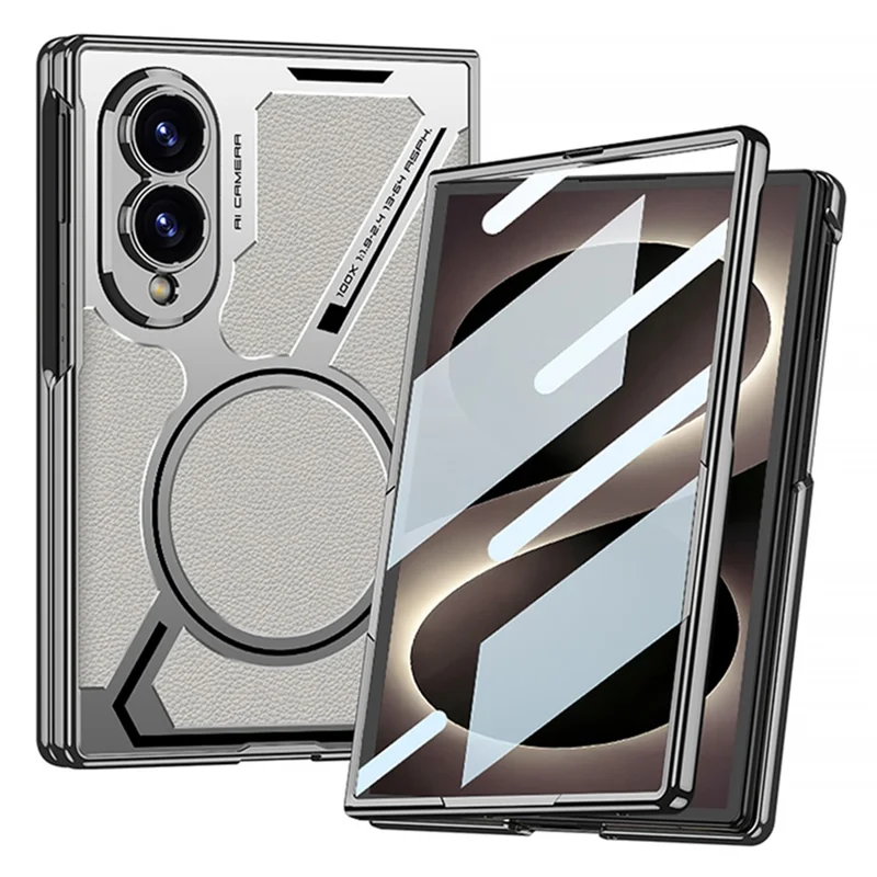 GKK for Samsung Galaxy Z Fold8 Magnetic Case PU Leather + PC Phone Cover with Front Screen Protector - Black