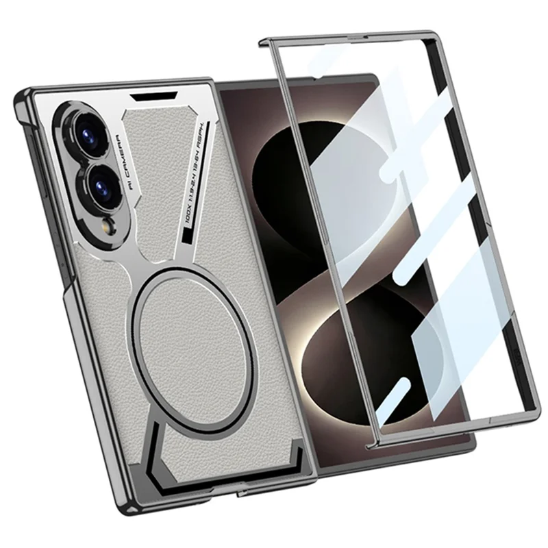 GKK for Samsung Galaxy Z Fold8 Magnetic Case PU Leather + PC Phone Cover with Front Screen Protector - Black