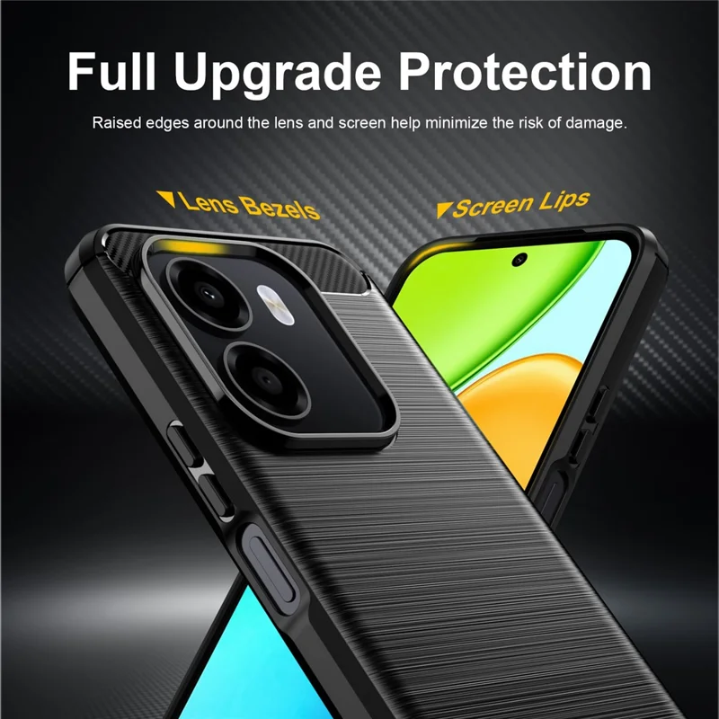 For Honor X6e 4G TPU Case Protective Phone Cover Carbon Fiber Texture Brushed - Black