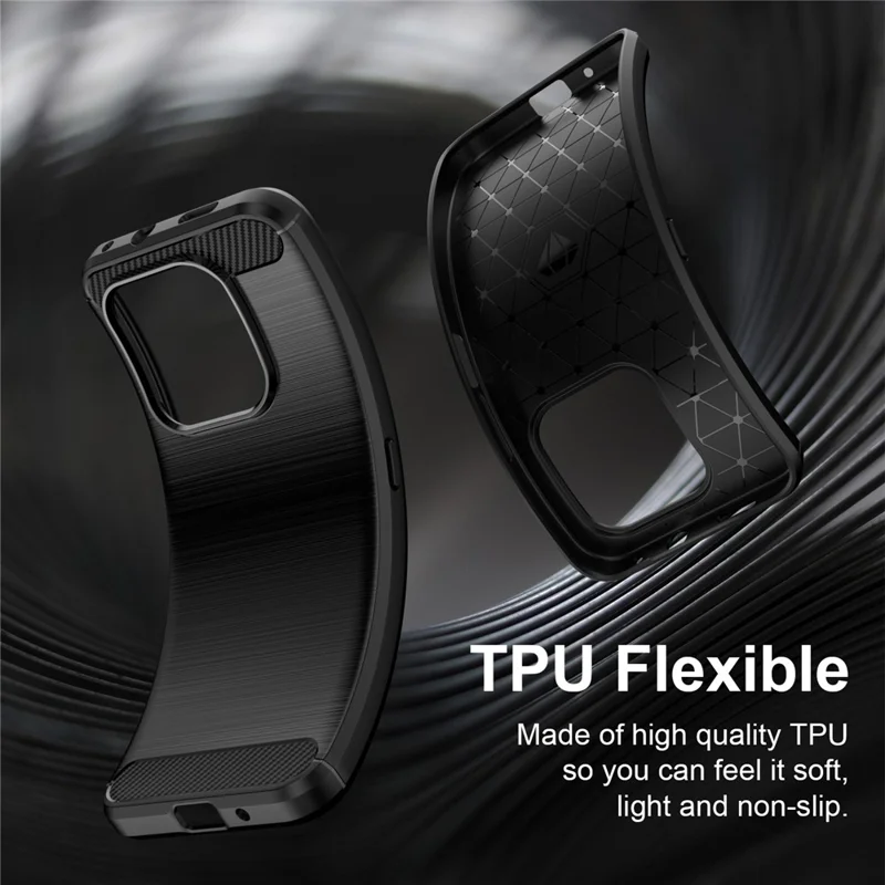 For Honor X6e 4G TPU Case Protective Phone Cover Carbon Fiber Texture Brushed - Black
