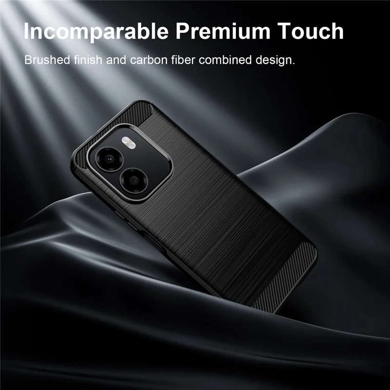 For Honor X6e 4G TPU Case Protective Phone Cover Carbon Fiber Texture Brushed - Black