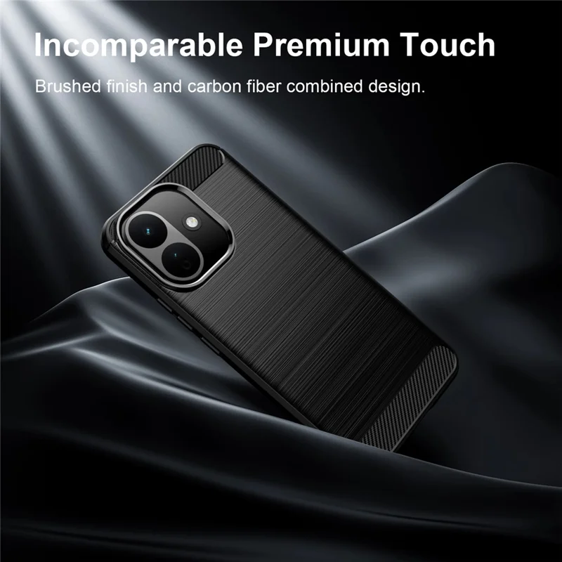 For Xiaomi Redmi Note 17 Pro 5G TPU Case Protective Phone Cover Carbon Fiber Texture Brushed - Black