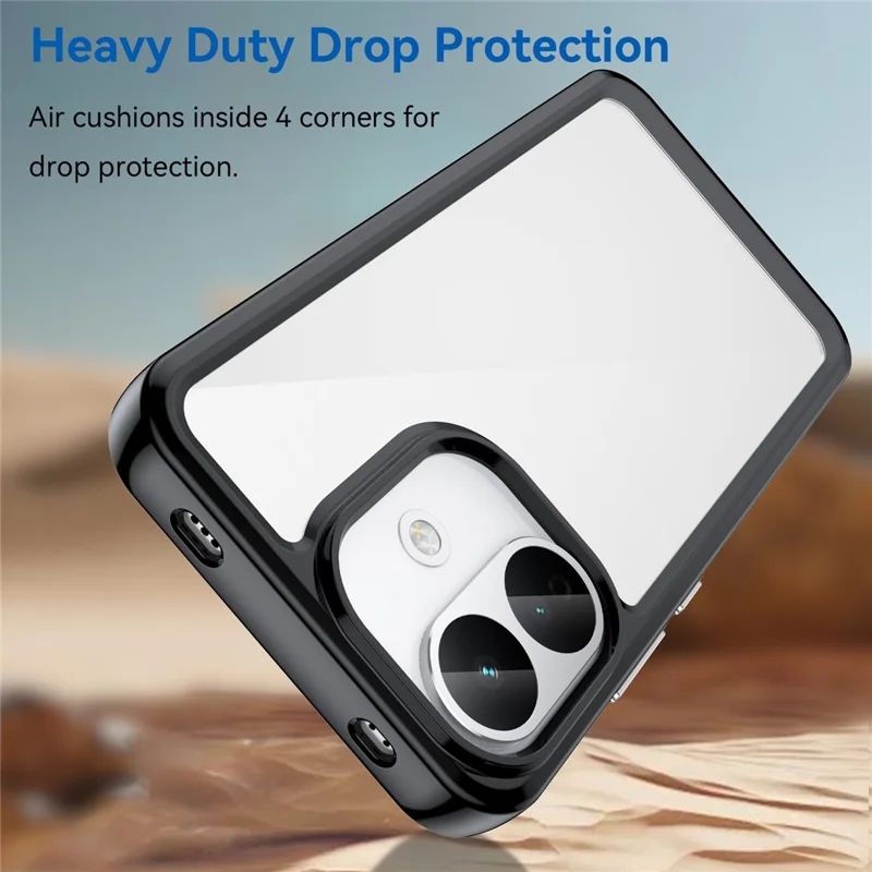 For Xiaomi Redmi Note 17 Pro 5G Phone Case TPU + Acrylic Protective Clear Phone Cover - Black