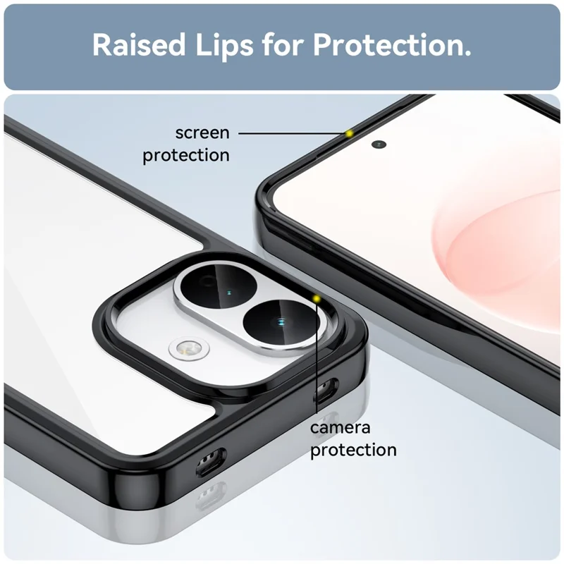 For Xiaomi Redmi Note 17 Pro 5G Phone Case TPU + Acrylic Protective Clear Phone Cover - Black