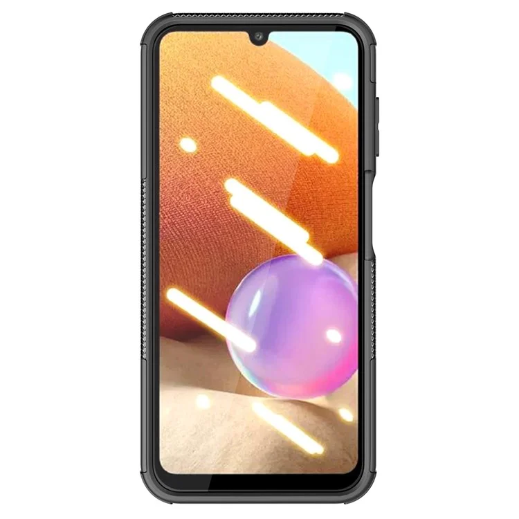 Pour Samsung Galaxy A14 5G / A14 4G Cool Tire Texture Kickstand Drop-proof Phone Case Soft TPU Hard PC Hybrid Cover - Noir