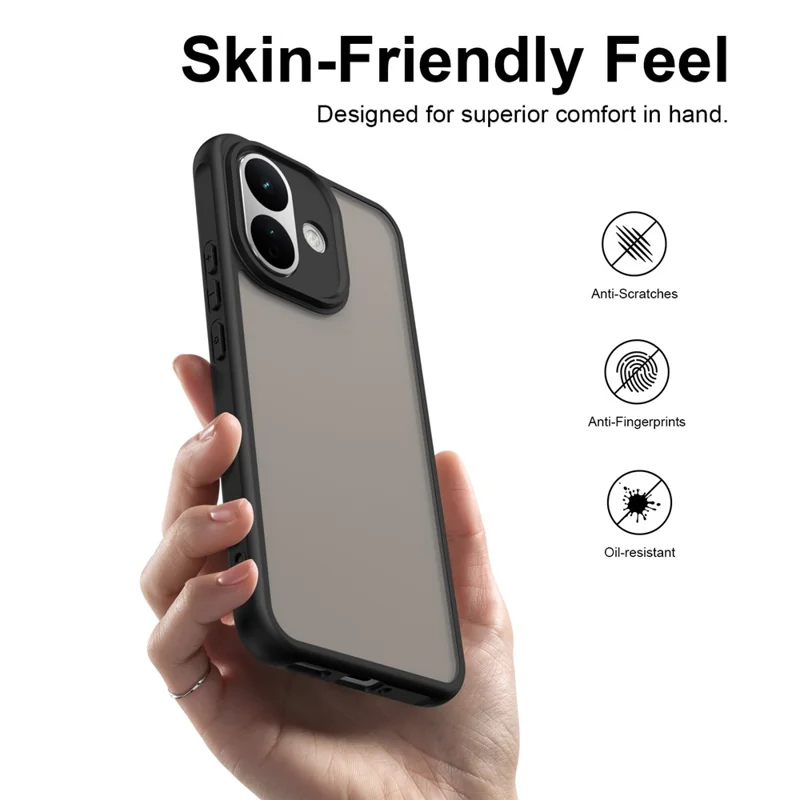 For Xiaomi Redmi Note 17 Pro 5G Phone Case Frosted Translucent PC + TPU Phone Back Cover - Black