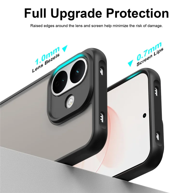 For Xiaomi Redmi Note 17 Pro 5G Phone Case Frosted Translucent PC + TPU Phone Back Cover - Black