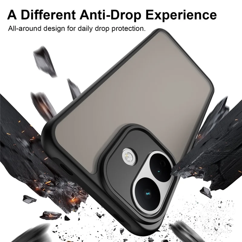 For Xiaomi Redmi Note 17 Pro 5G Phone Case Frosted Translucent PC + TPU Phone Back Cover - Black