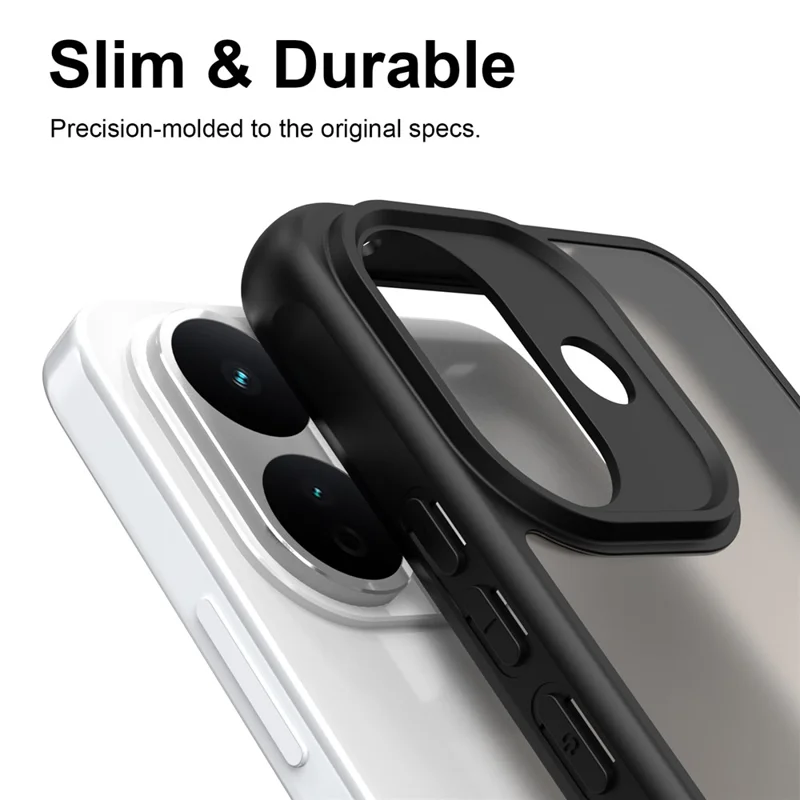For Xiaomi Redmi Note 17 Pro 5G Phone Case Frosted Translucent PC + TPU Phone Back Cover - Black