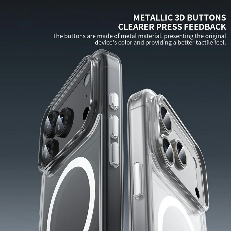 ZGA for iPhone 18 Pro Magnetic Case Crystal Clear PC TPU Anti-Scratch Phone Cover - Transparent