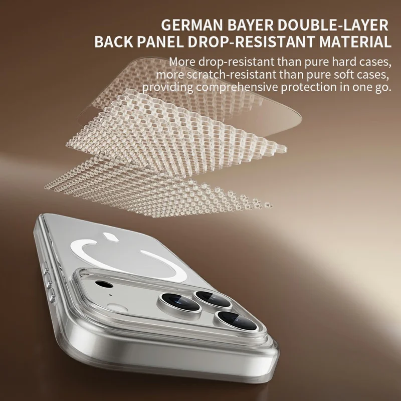 ZGA for iPhone 18 Pro Max Magnetic Case Clear PC TPU Shockproof Phone Cover Compatible with MagSafe - Transparent