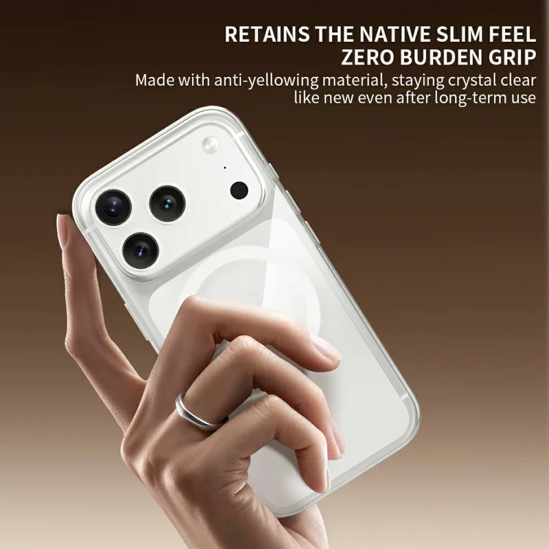 ZGA for iPhone 18 Pro Max Magnetic Case Clear PC TPU Shockproof Phone Cover Compatible with MagSafe - Transparent