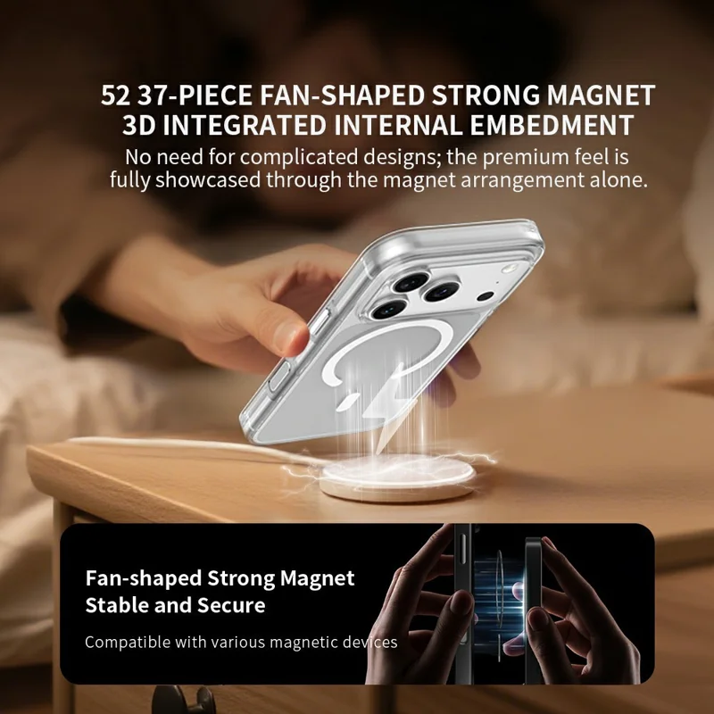 ZGA for iPhone 18 Pro Max Magnetic Case Clear PC TPU Shockproof Phone Cover Compatible with MagSafe - Transparent