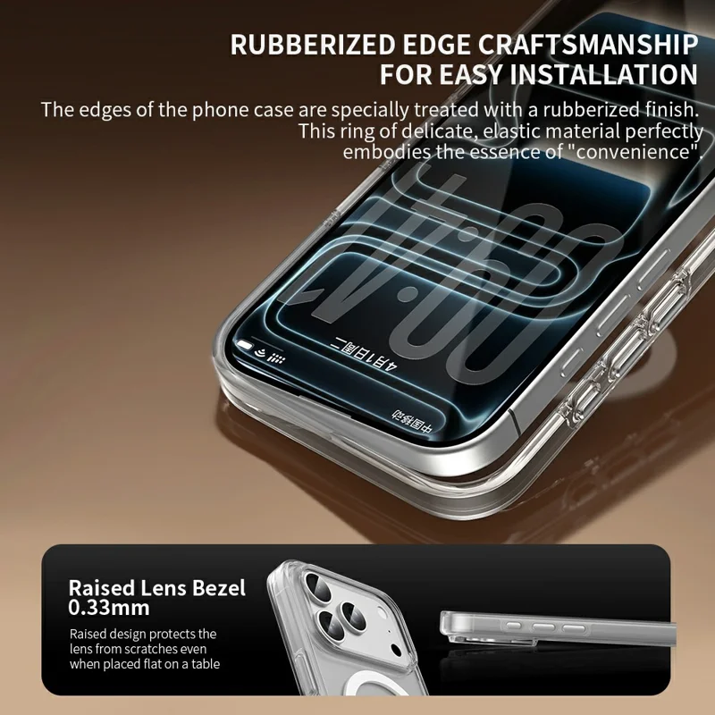 ZGA for iPhone 18 Pro Max Magnetic Case Clear PC TPU Shockproof Phone Cover Compatible with MagSafe - Transparent