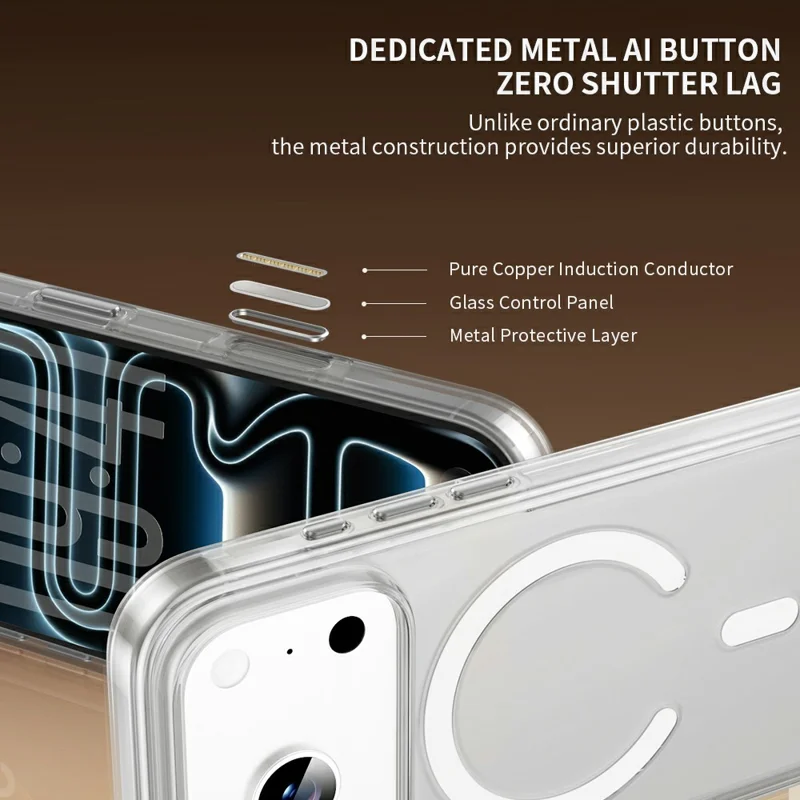 ZGA for iPhone 18 Pro Max Magnetic Case Clear PC TPU Shockproof Phone Cover Compatible with MagSafe - Transparent