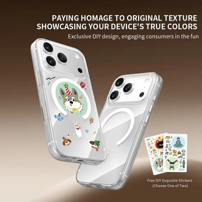 ZGA for iPhone 18 Pro Max Magnetic Case Clear PC TPU Shockproof Phone Cover Compatible with MagSafe - Transparent