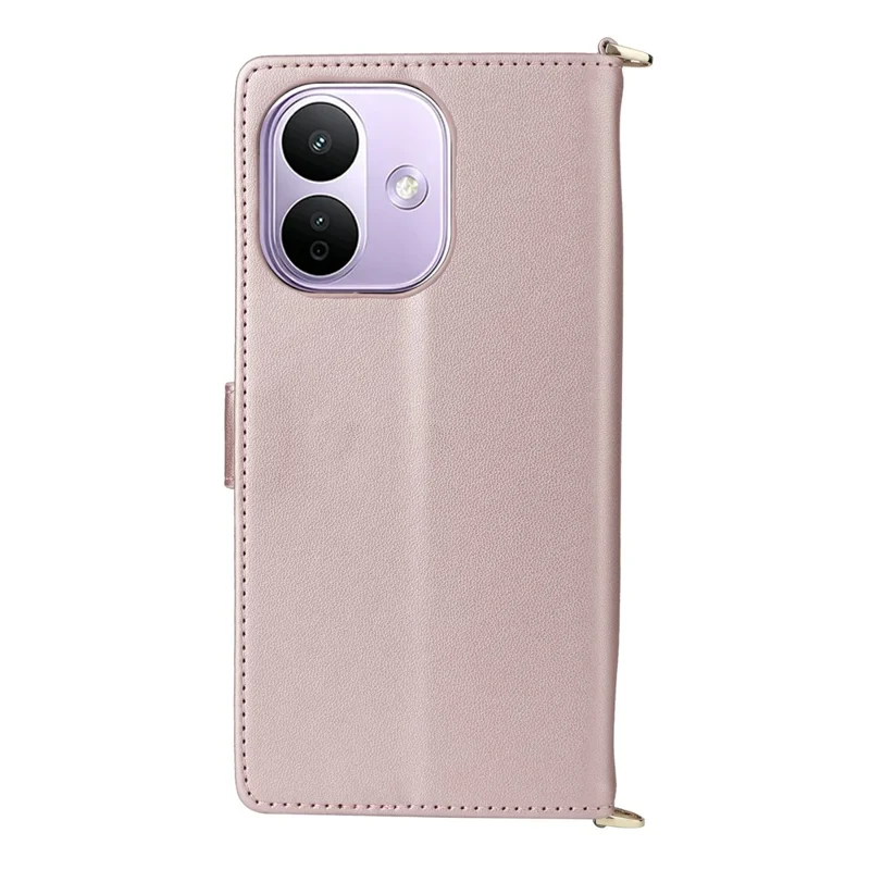 For Xiaomi Redmi Note 17 Pro 5G Leather Case Stand Wallet Phone Cover with Shoulder / Wrist Strap - Pink