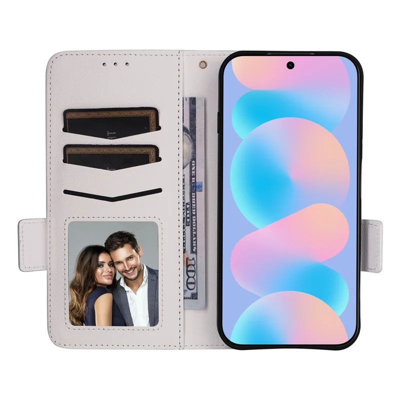 For Huawei nova 16 SE 5G Case Litchi Texture Wallet Leather Phone Cover with Wrist Strap - White