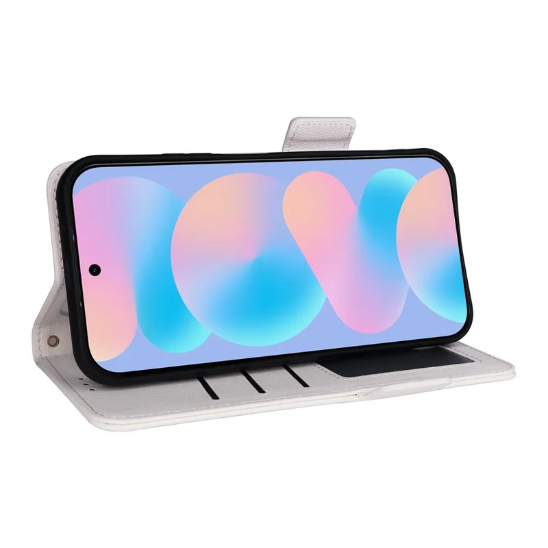 For Huawei nova 16 SE 5G Case Litchi Texture Wallet Leather Phone Cover with Wrist Strap - White