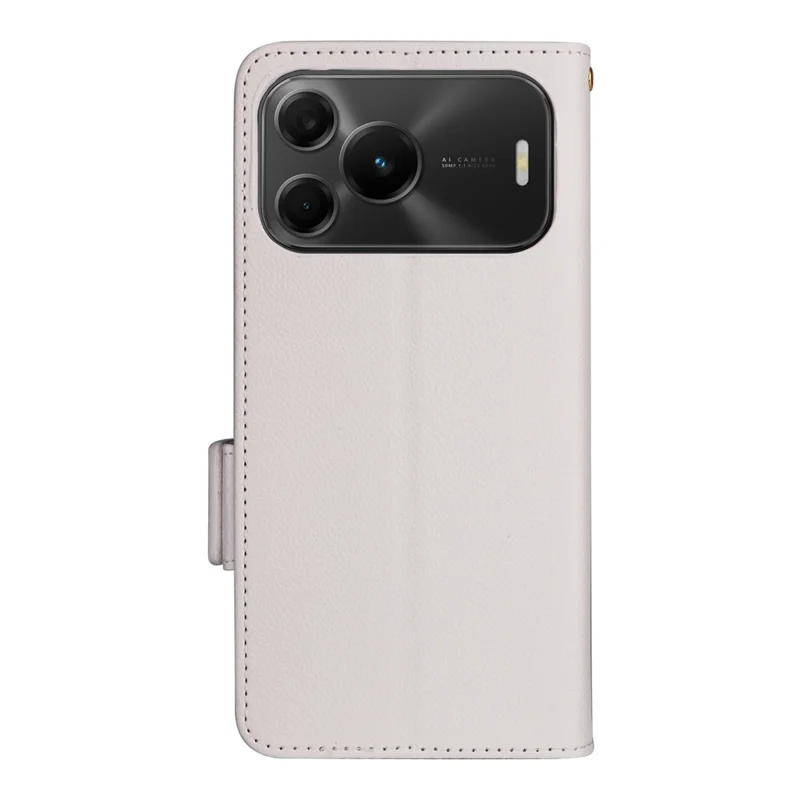 For Huawei nova 16 SE 5G Case Litchi Texture Wallet Leather Phone Cover with Wrist Strap - White