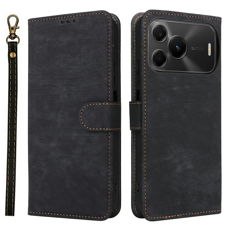 Étui portefeuille pour Huawei nova 16 SE 5G, étui avec fonction RFID, support et dragonne en cuir PU - Noir